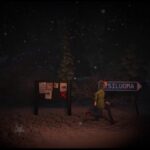 The Polar Darkness screenshot - Emma runs past the Sysiluoma village sign in the polar night