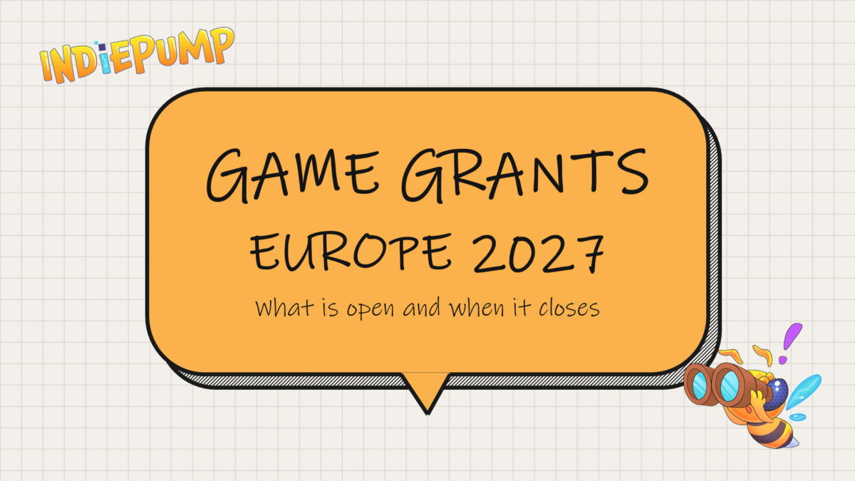 Indie Game Grants in Europe: What Is Open for 2027 cover with the IndiePump bee mascot