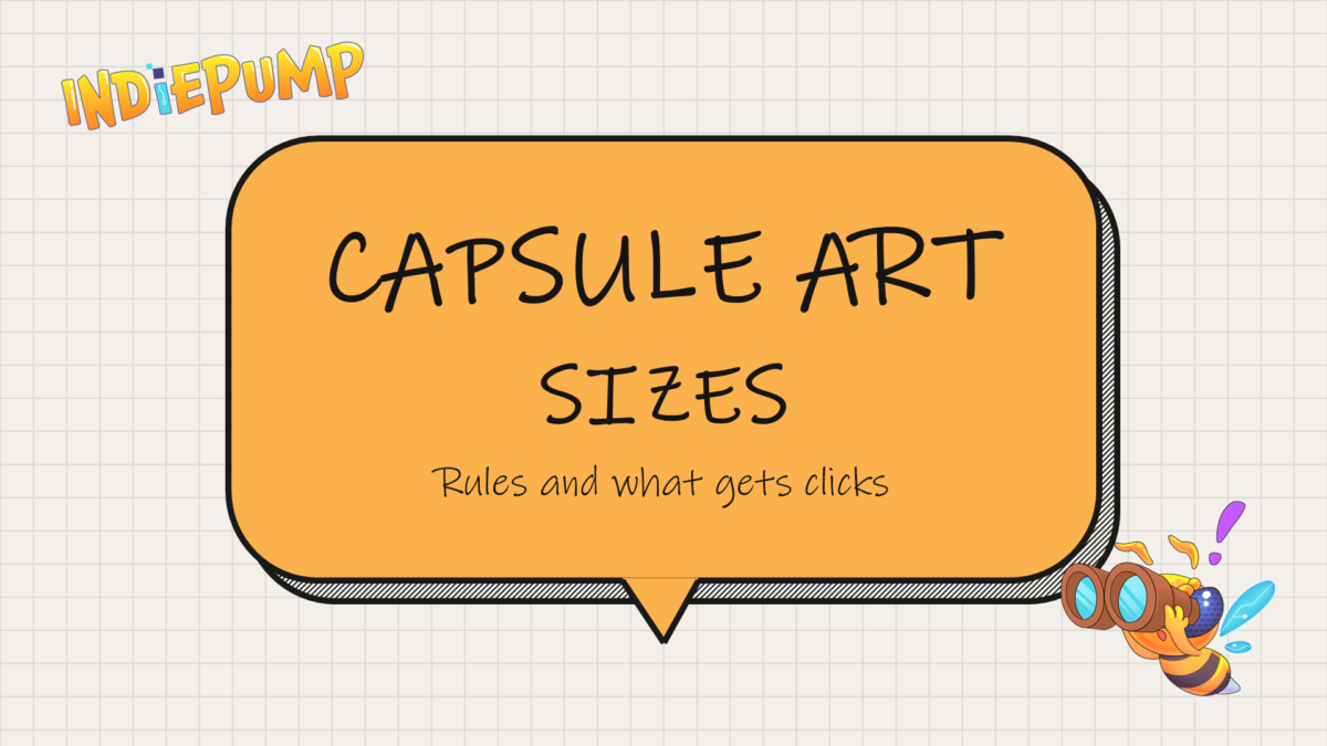 Steam Capsule Art: Sizes, Rules and What Gets Clicks cover with the IndiePump bee mascot